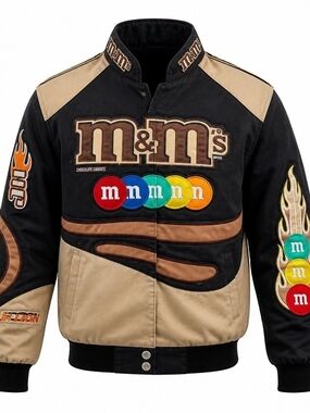 VTG Rare JH Design M&M's Chocolate Embroidered Racing Short Jacket Unisex / Kids